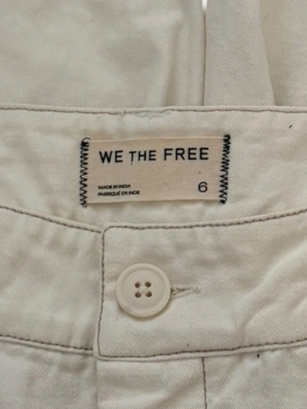 We The Free Lay Down Ankle Wide Leg Chino Pant in Ecru Barrel Leg Cotton Size 6